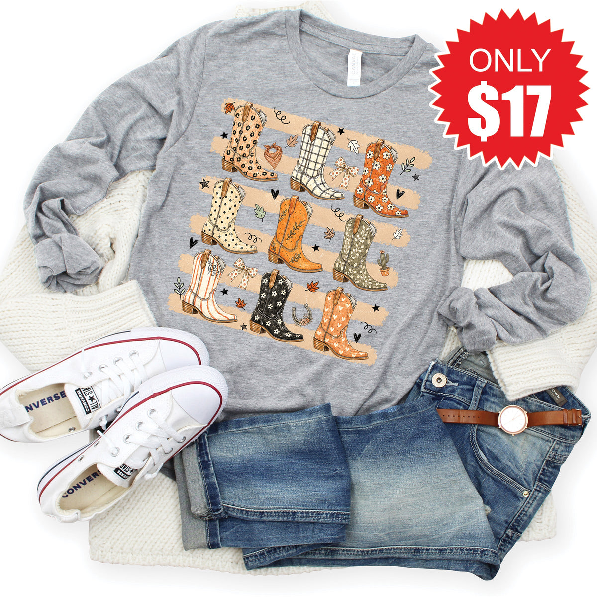 Fall Boots Long Sleeve - Heather Grey - 17 product image 1