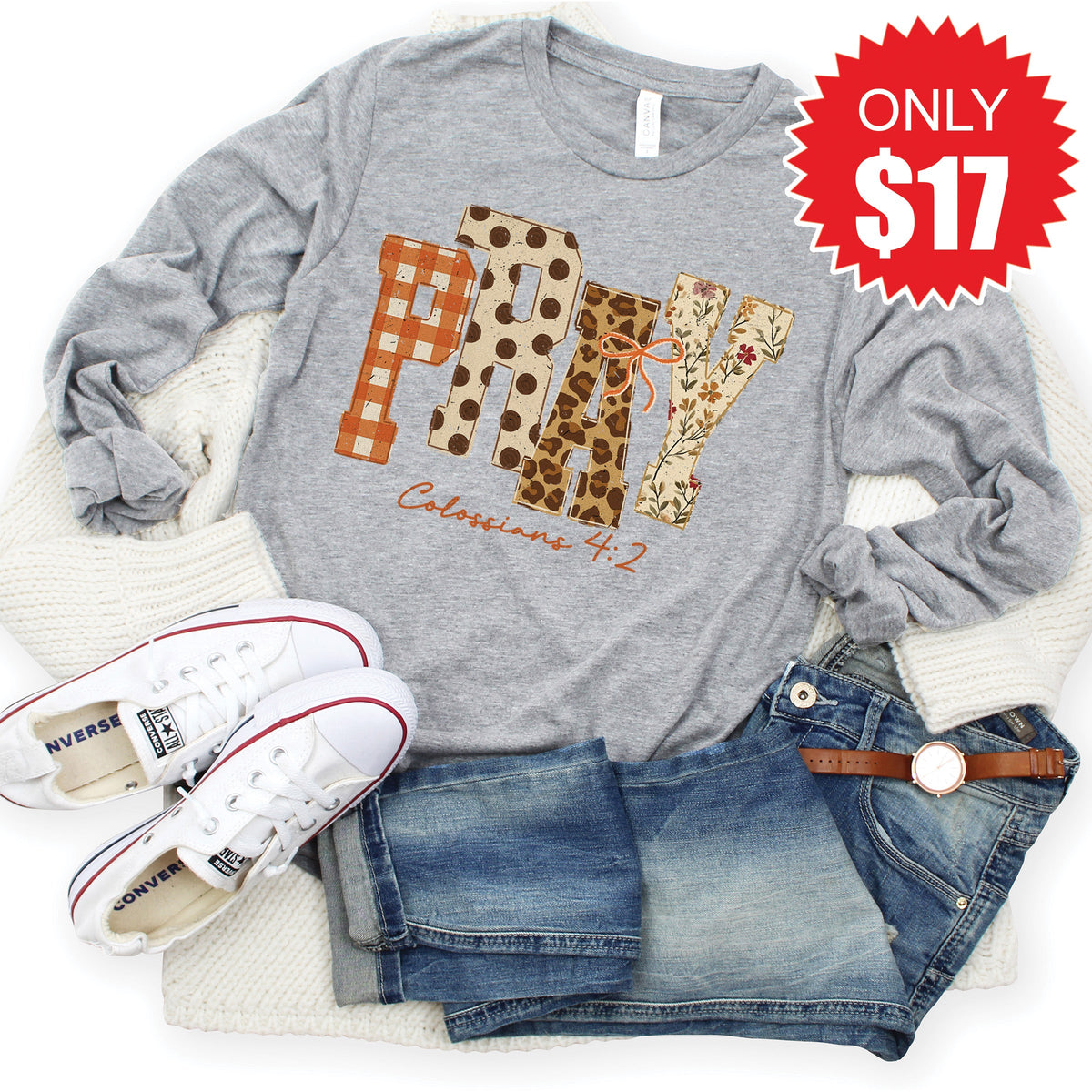 Pray Long Sleeve - Heather Grey - 17 product image 1
