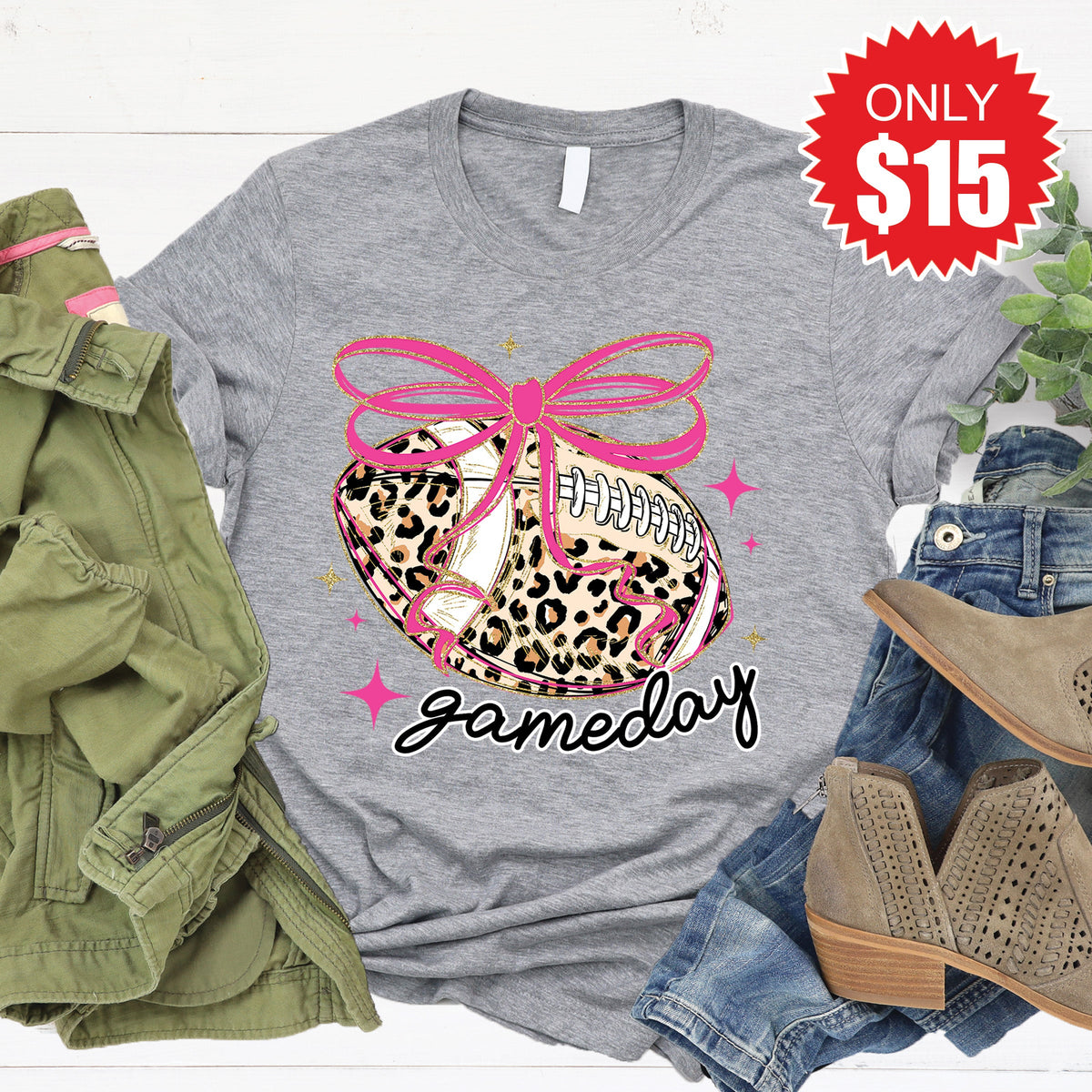 Game Day Leopard Tee - Heather Grey - 15 product image 1