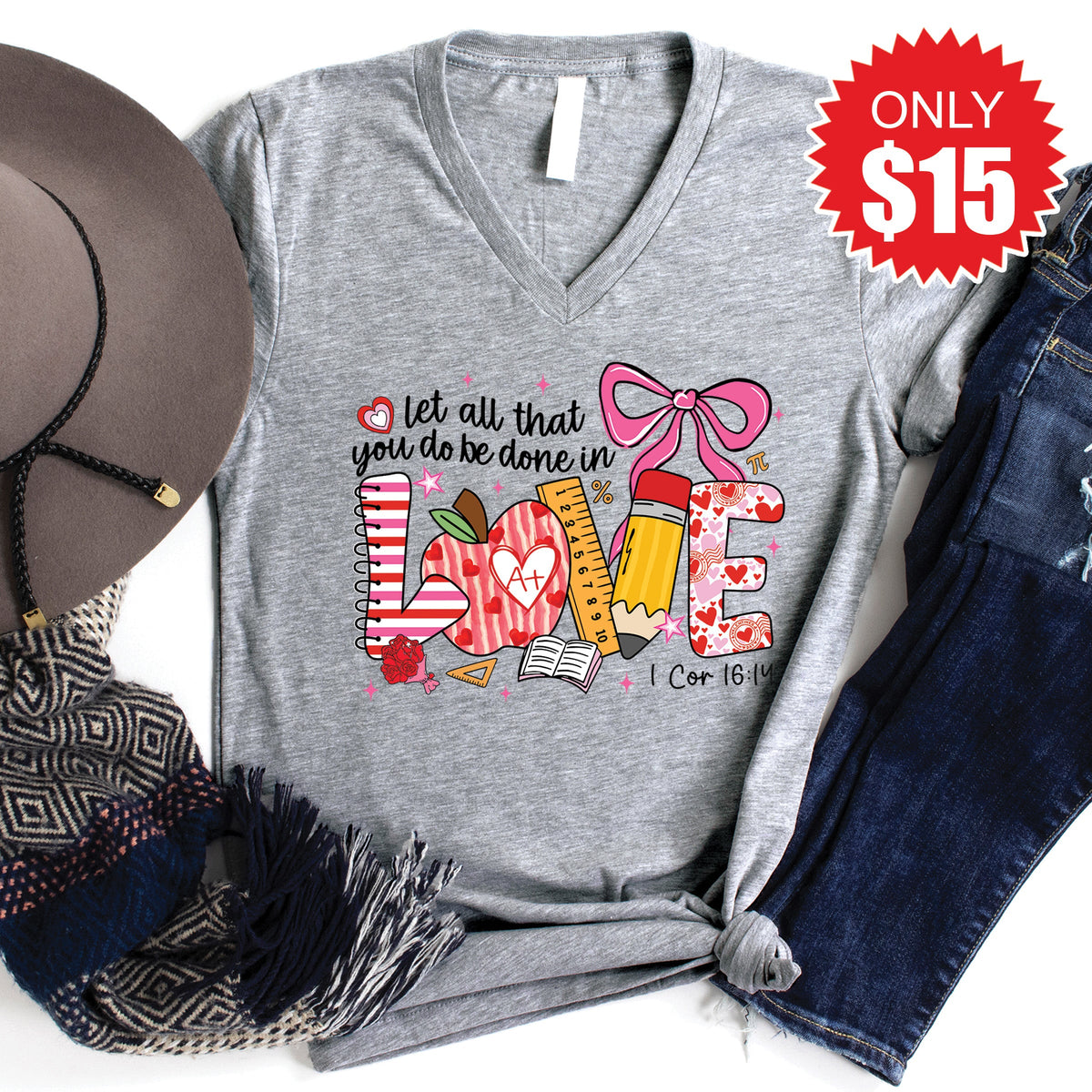 Be Done In Love V-Neck - Heather Grey - 15