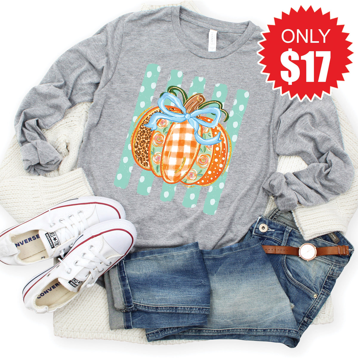 Pumpkin Long Sleeve - Heather Grey - 17 product image 1