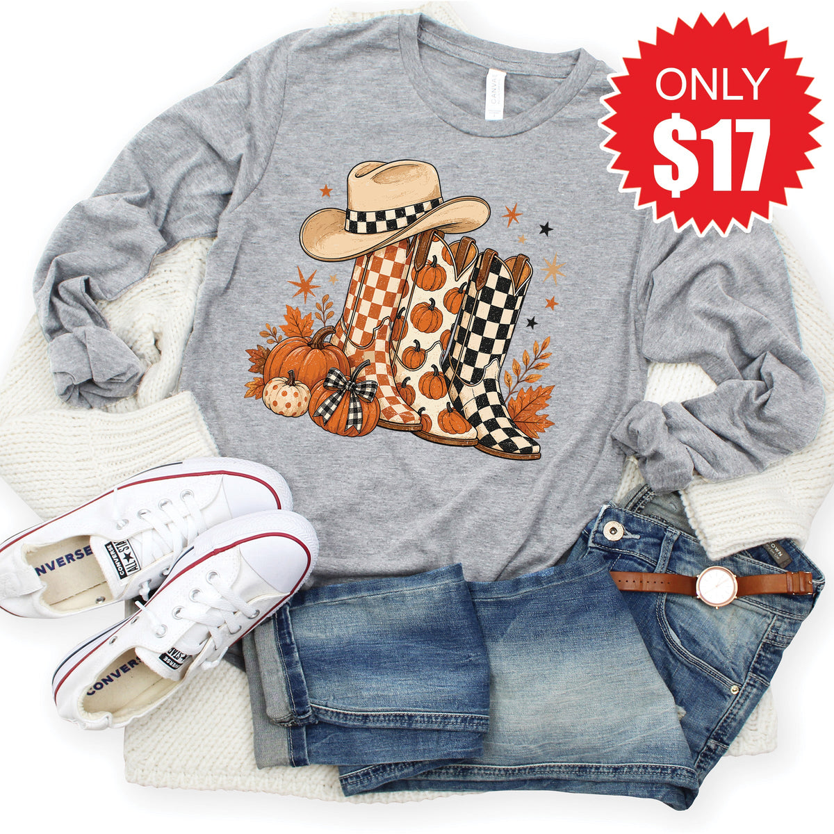 Fall Boots Long Sleeve - Heather Grey - 17 product image 1
