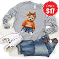 Fall For Jesus Teddy Bear Long Sleeve - Heather Grey - 17 product image 1