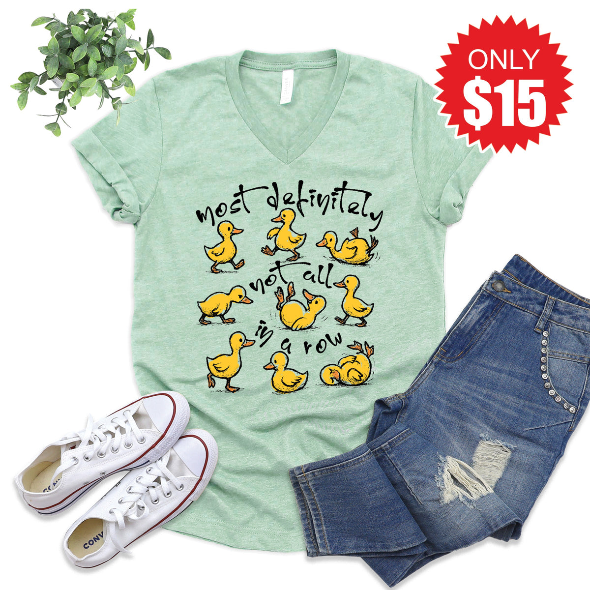Not All V-Neck - Heather Honeydew - 15