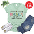 Kindness is Free V-Neck - Heather Honeydew - 15