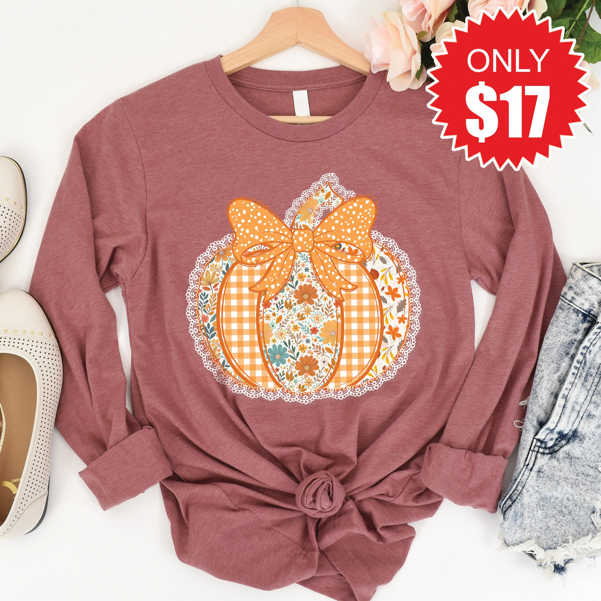 Pumpkin Long Sleeve - Heather Mauve - 17 product image 1