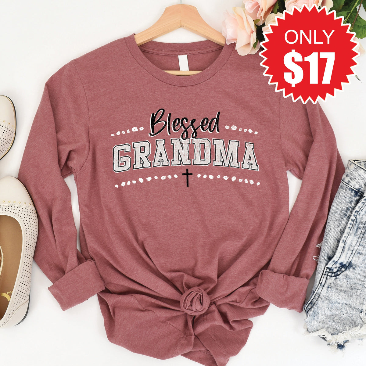 Blessed Grandma Long Sleeve - Heather Mauve - 17 product image 1