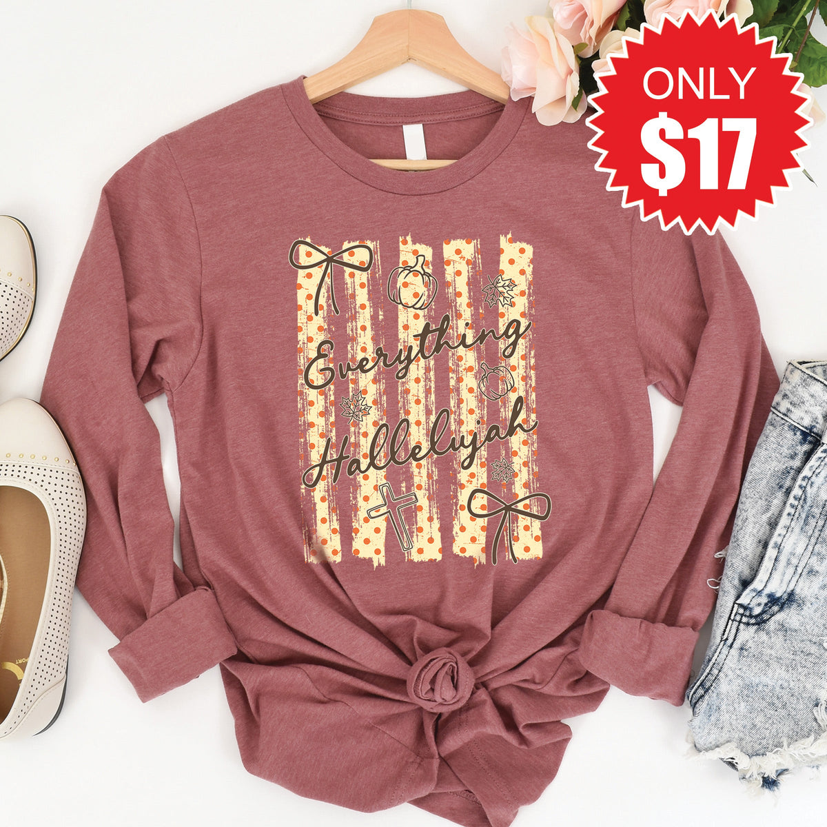 Everything Hallelujah Long Sleeve - Heather Mauve - 17 product image 1