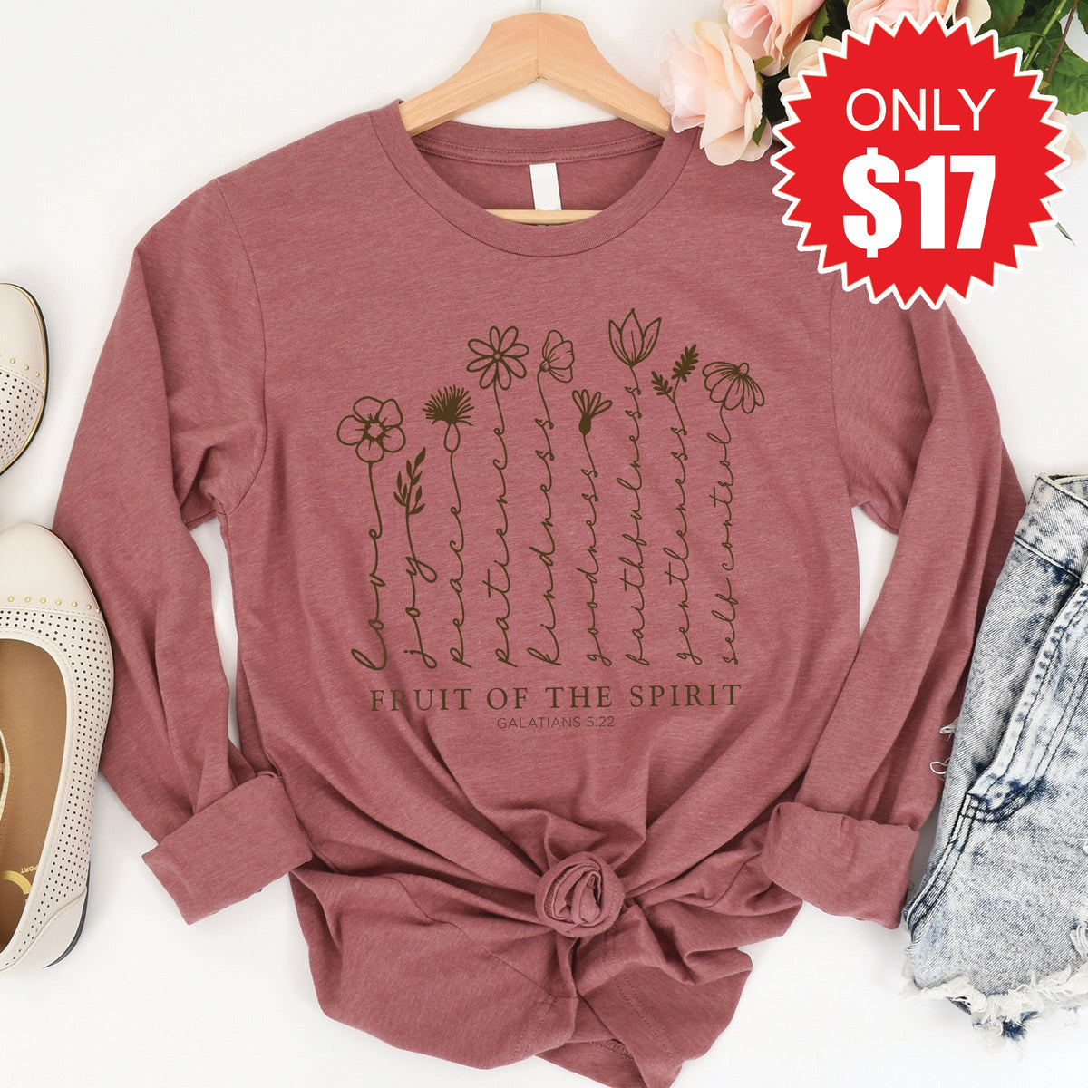 Fruit Of The Spirit Long Sleeve - Heather Mauve - 17 product image 1