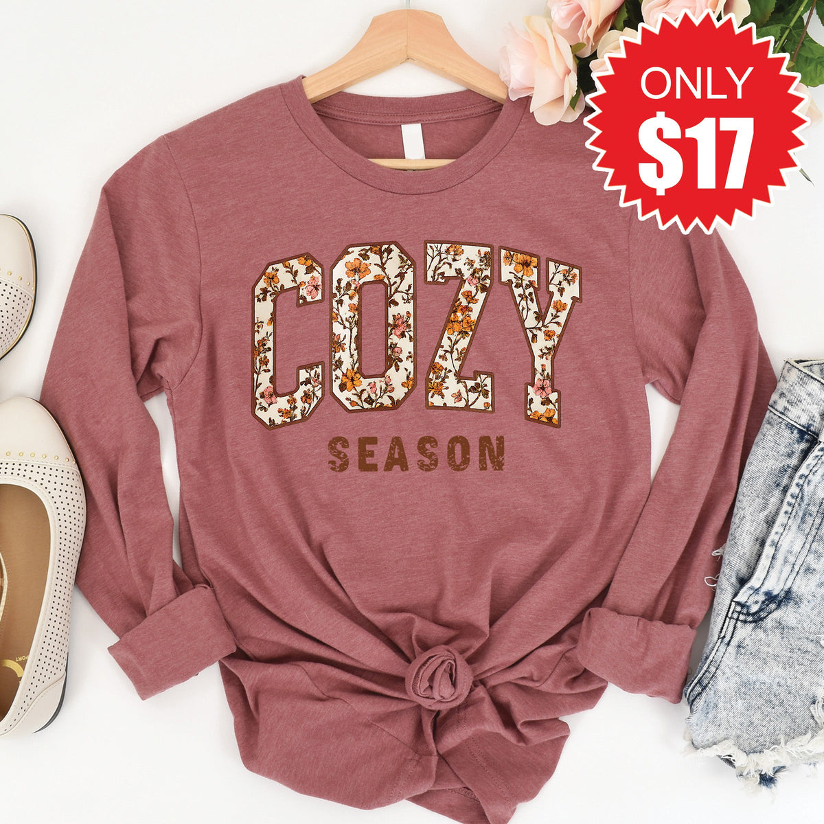 Cozy Season Long Sleeve - Heather Mauve - 17 product image 1