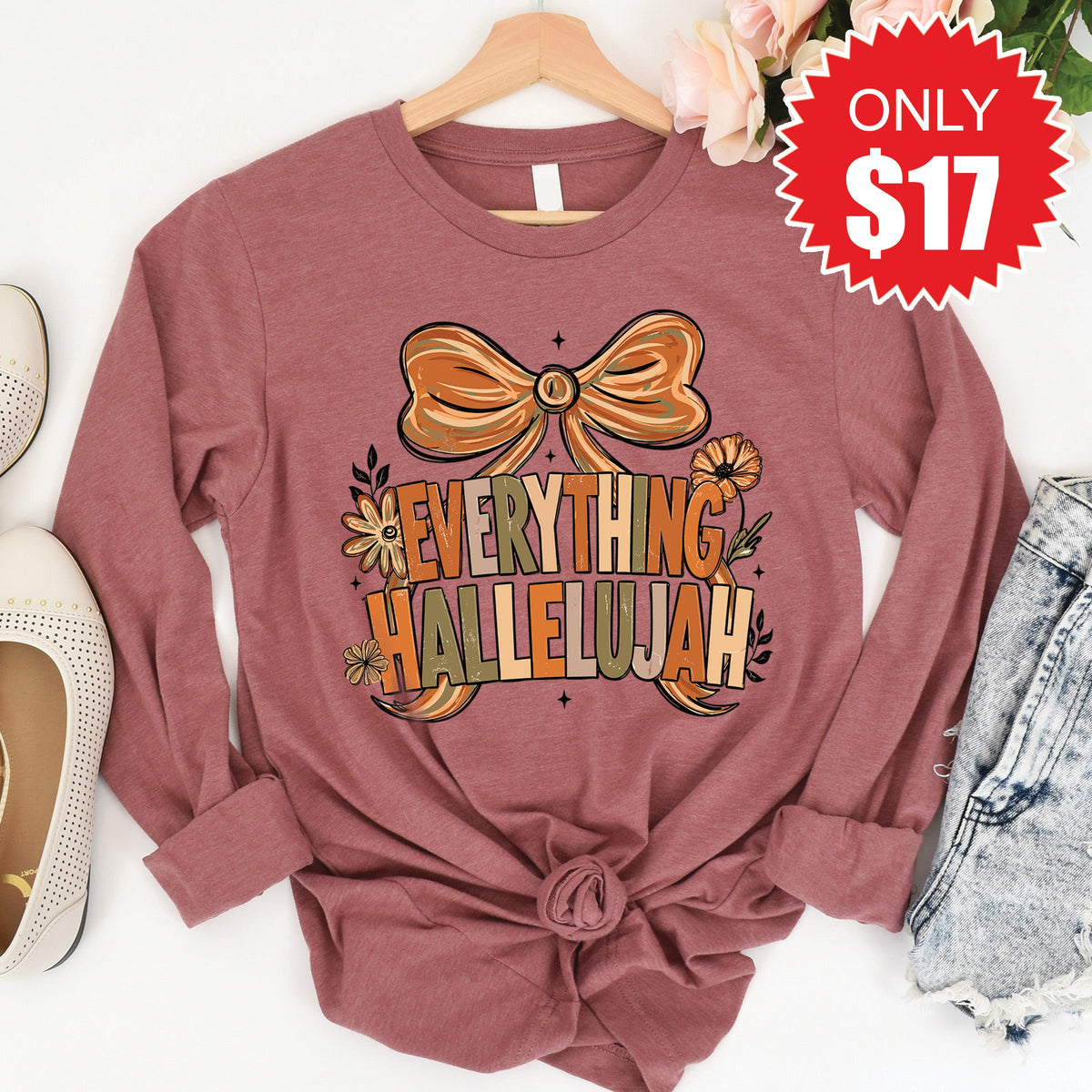 Everything Hallelujah Long Sleeve - Heather Mauve - 17 product image 1