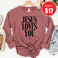 Jesus Loves You Long Sleeve - Heather Mauve - 17 product image 1