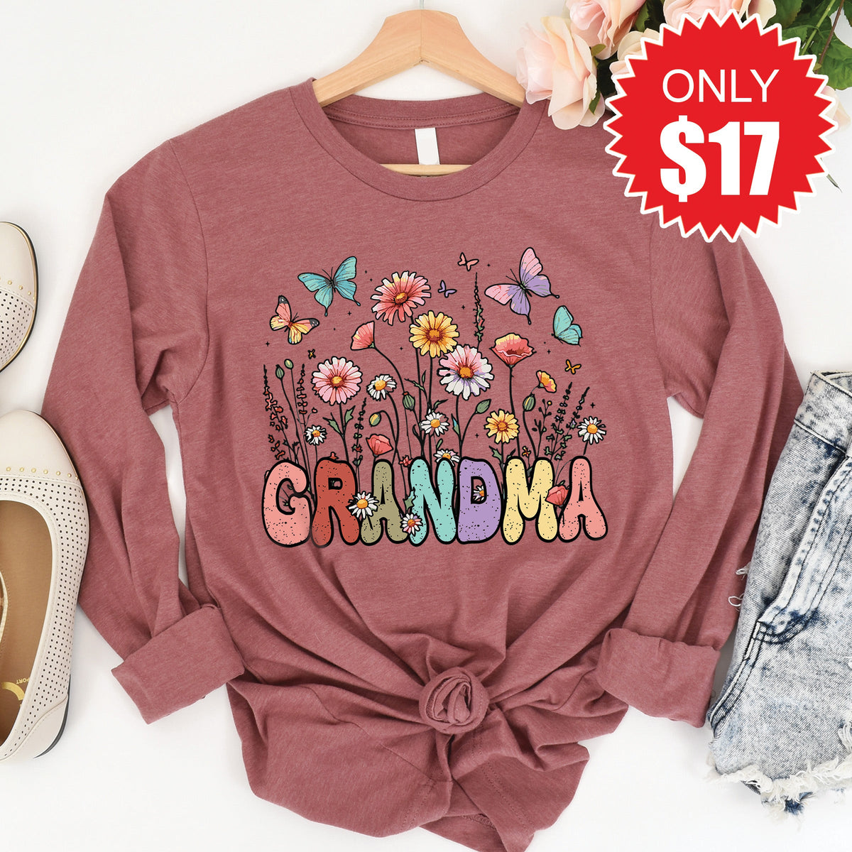Grandma Long Sleeve - Heather Mauve - 17 product image 1