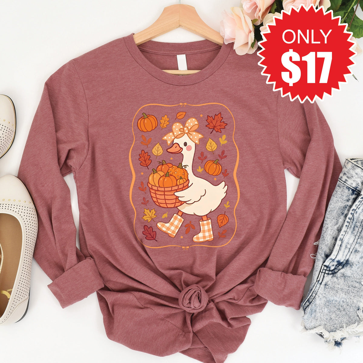 Fall Goose Long Sleeve - Heather Mauve - 17 product image 1