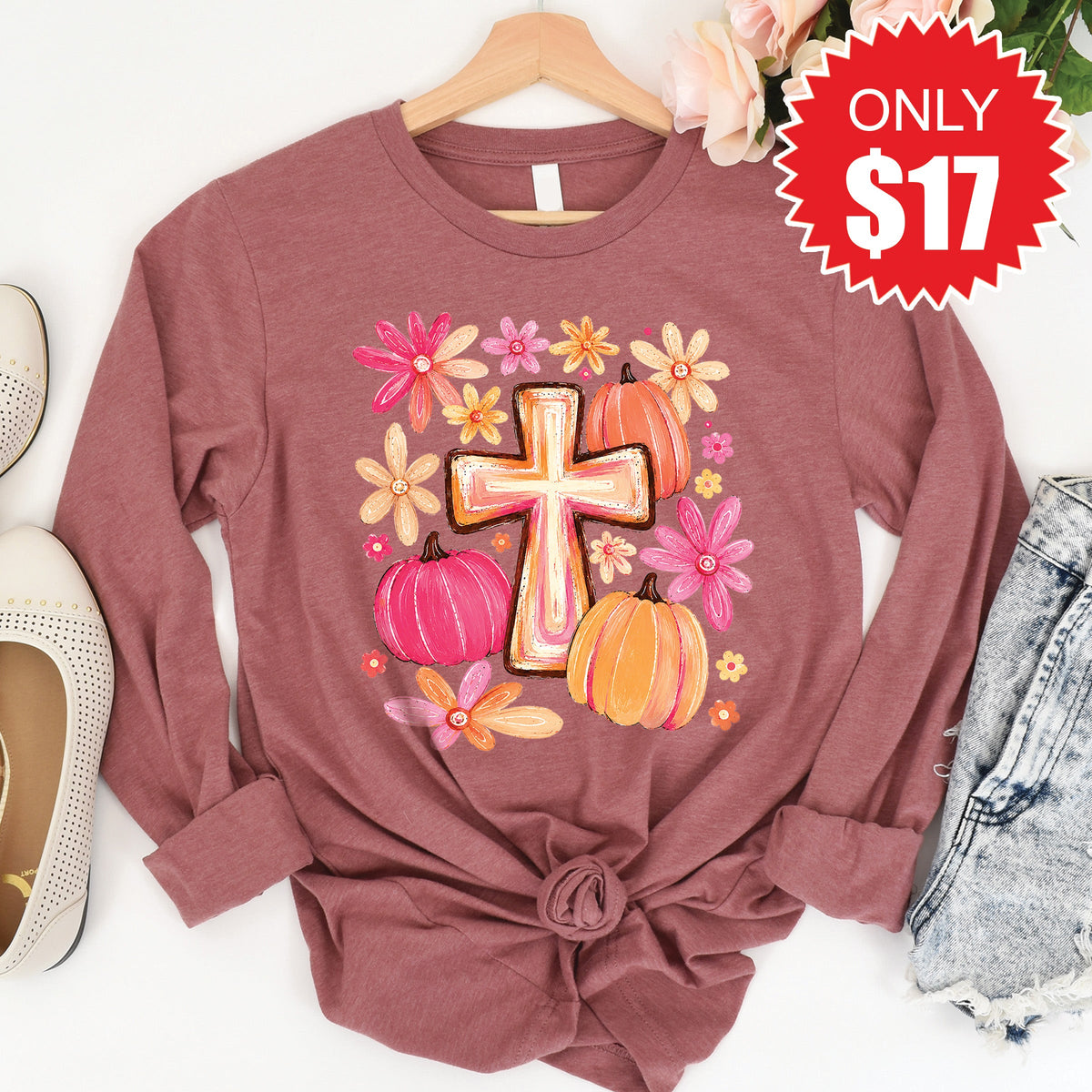 Cross Fall Long Sleeve - Heather Mauve - 17 product image 1