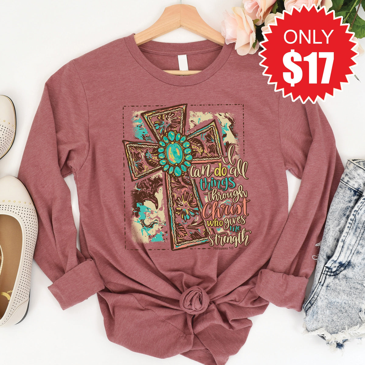 Through Christ Long Sleeve - Heather Mauve - 17 product image 1