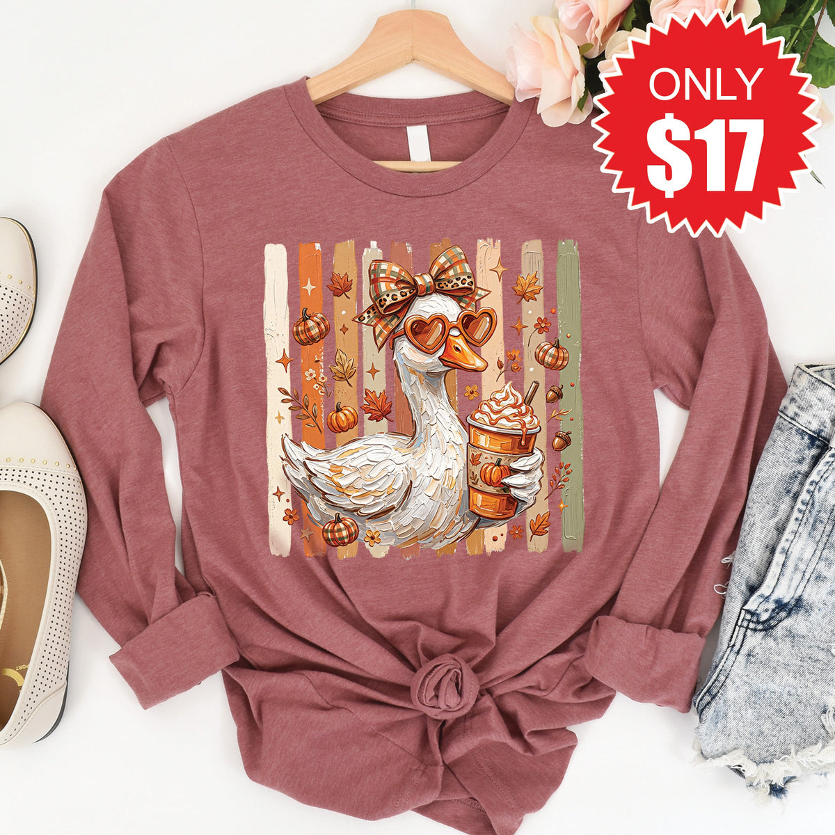 Fall Goose Long Sleeve - Heather Mauve - 17 product image 1