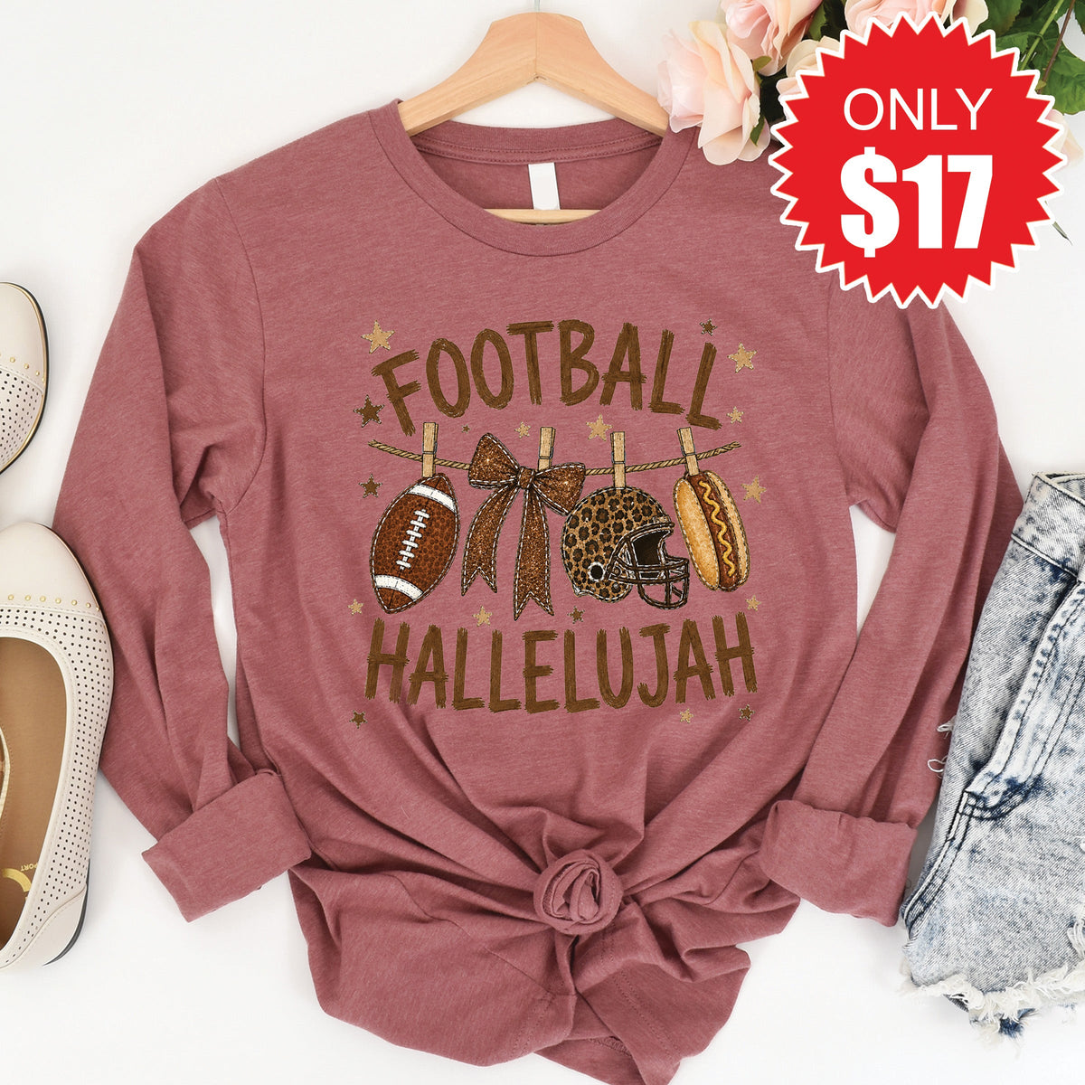 Football Hallelujah Long Sleeve - Heather Mauve - 17 product image 1