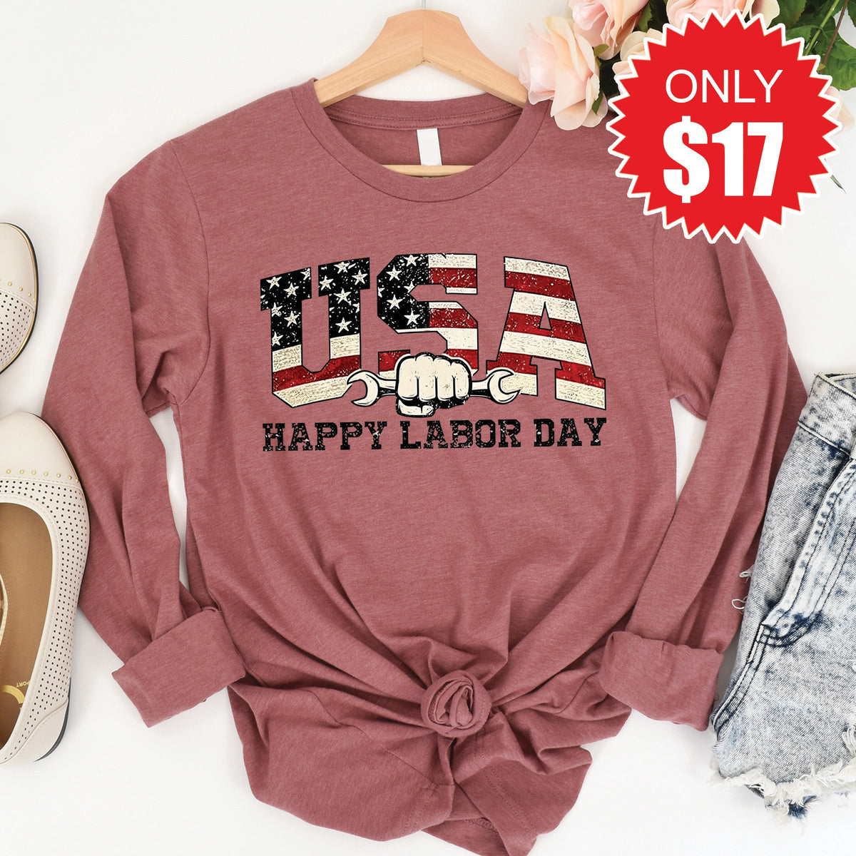 USA Labor Day Long Sleeve - Heather Mauve - 17 product image 1