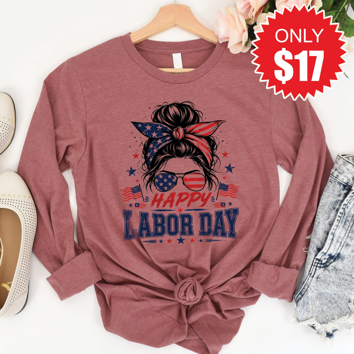 Happy Labor Day Long Sleeve - Heather Mauve - 17 product image 1