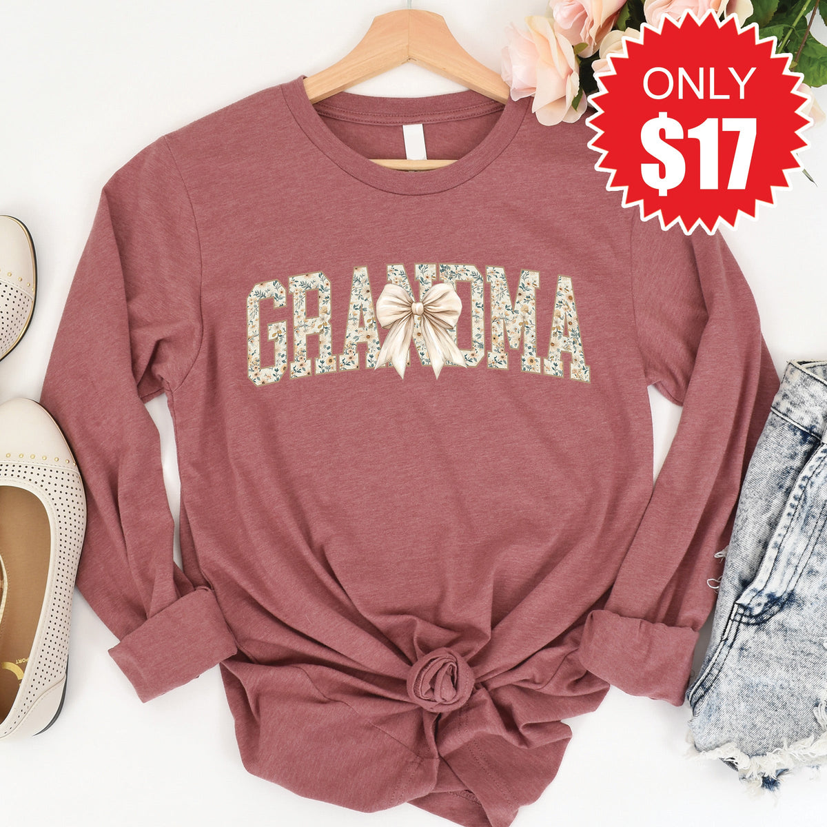 Grandma Long Sleeve - Heather Mauve - 17 product image 1