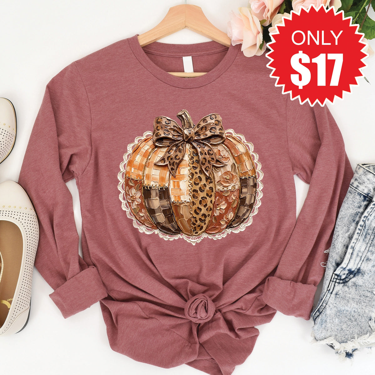 Pumpkin Long Sleeve - Heather Mauve - 17 product image 1