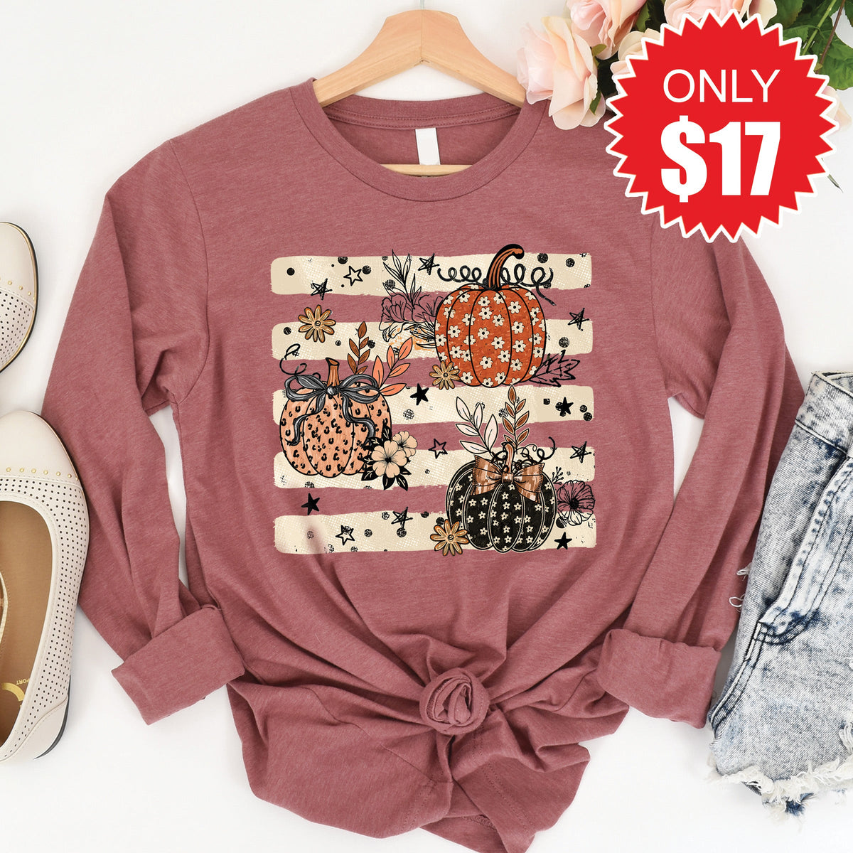 Pumpkins Long Sleeve - Heather Mauve - 17 product image 1