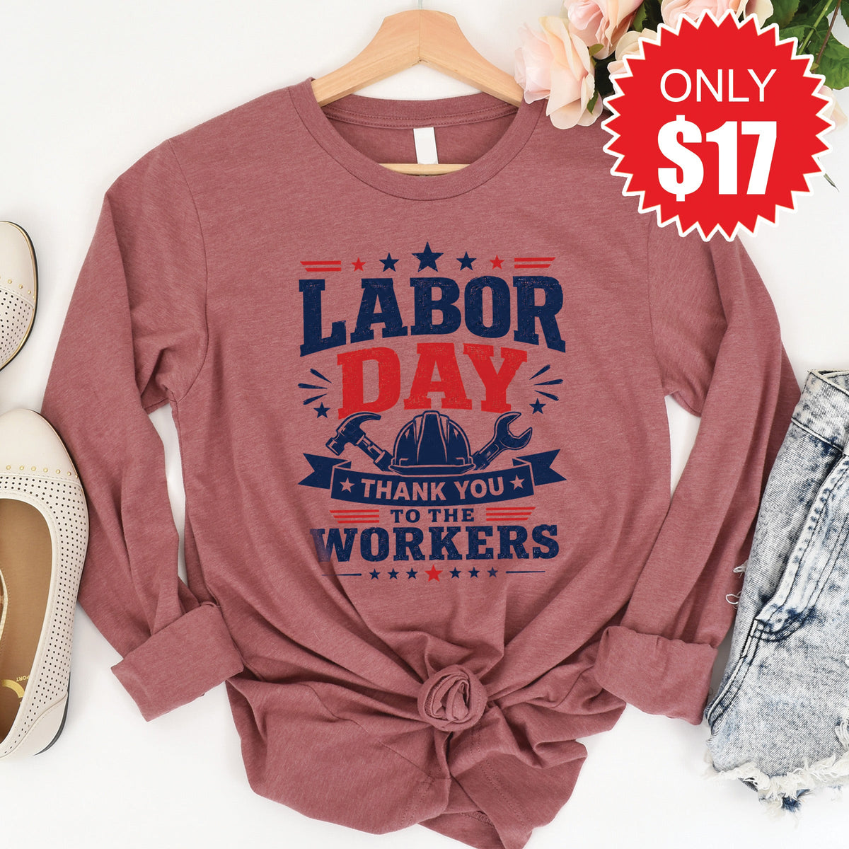 Labor Day Long Sleeve - Heather Mauve - 17 product image 1