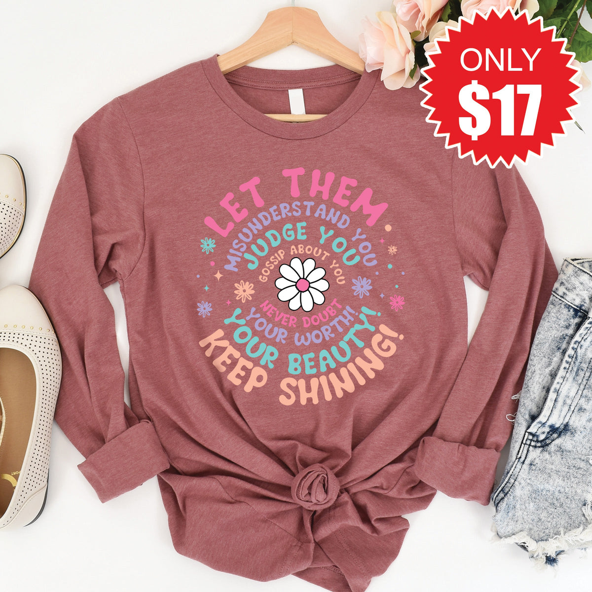 Let Them Long Sleeve - Heather Mauve - 17 product image 1