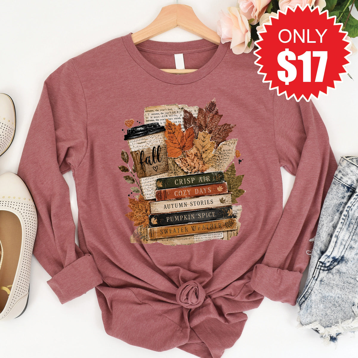 Fall Leaves Long Sleeve - Heather Mauve - 17 product image 1