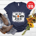 Are You Fall-O-Ween Jesus V-Neck - Heather Navy - 15