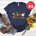 Cows Pumpkin V-Neck - Heather Navy - 15