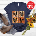 Chicken Patchwork V-Neck - Heather Navy - 15