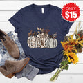 Pumpkin Trio V-Neck - Heather Navy - 15