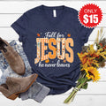 Fall For Jesus V-Neck - Heather Navy - 15