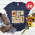 Fall Stamps V-Neck - Heather Navy - 15