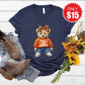 Fall For Jesus Teddy Bear V-Neck - Heather Navy - 15