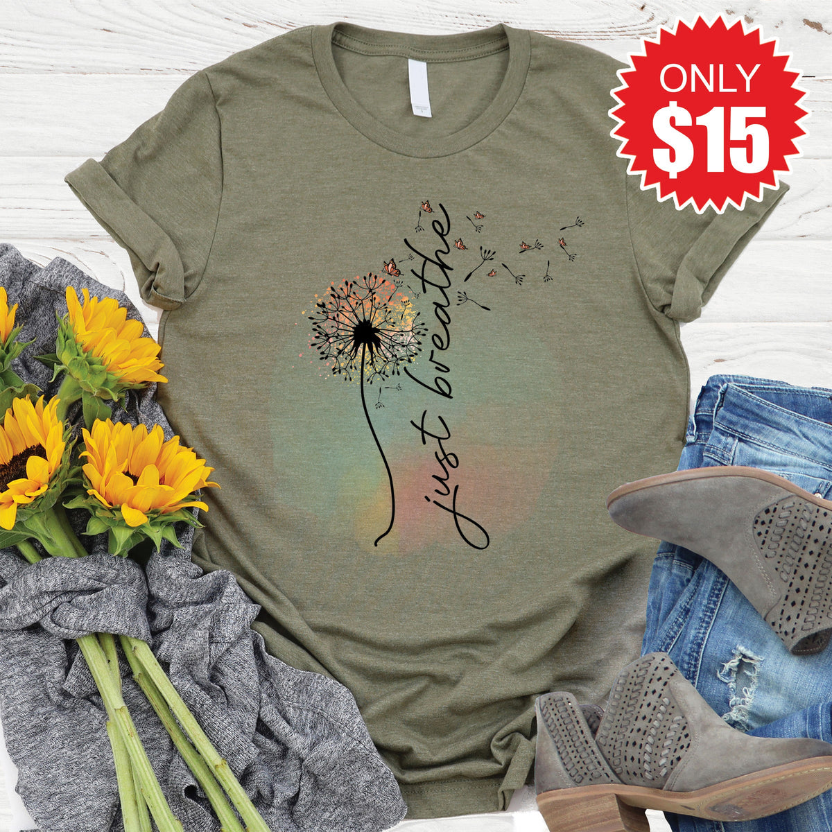 Just Breathe Tee - Heather Olive - 15 product image 1