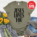Jesus Loves You Tee - Heather Olive - 15 product image 1