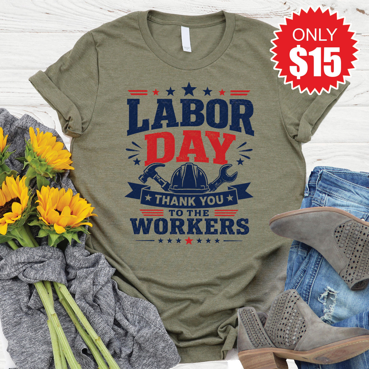 Labor Day Tee - Heather Olive - 15 product image 1