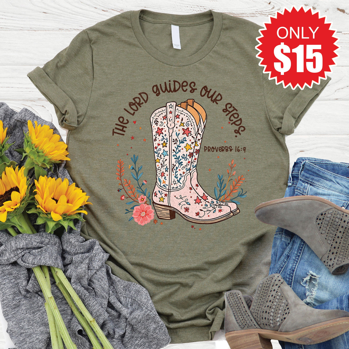 The Lord Guides Tee - Heather Olive - 15 product image 1