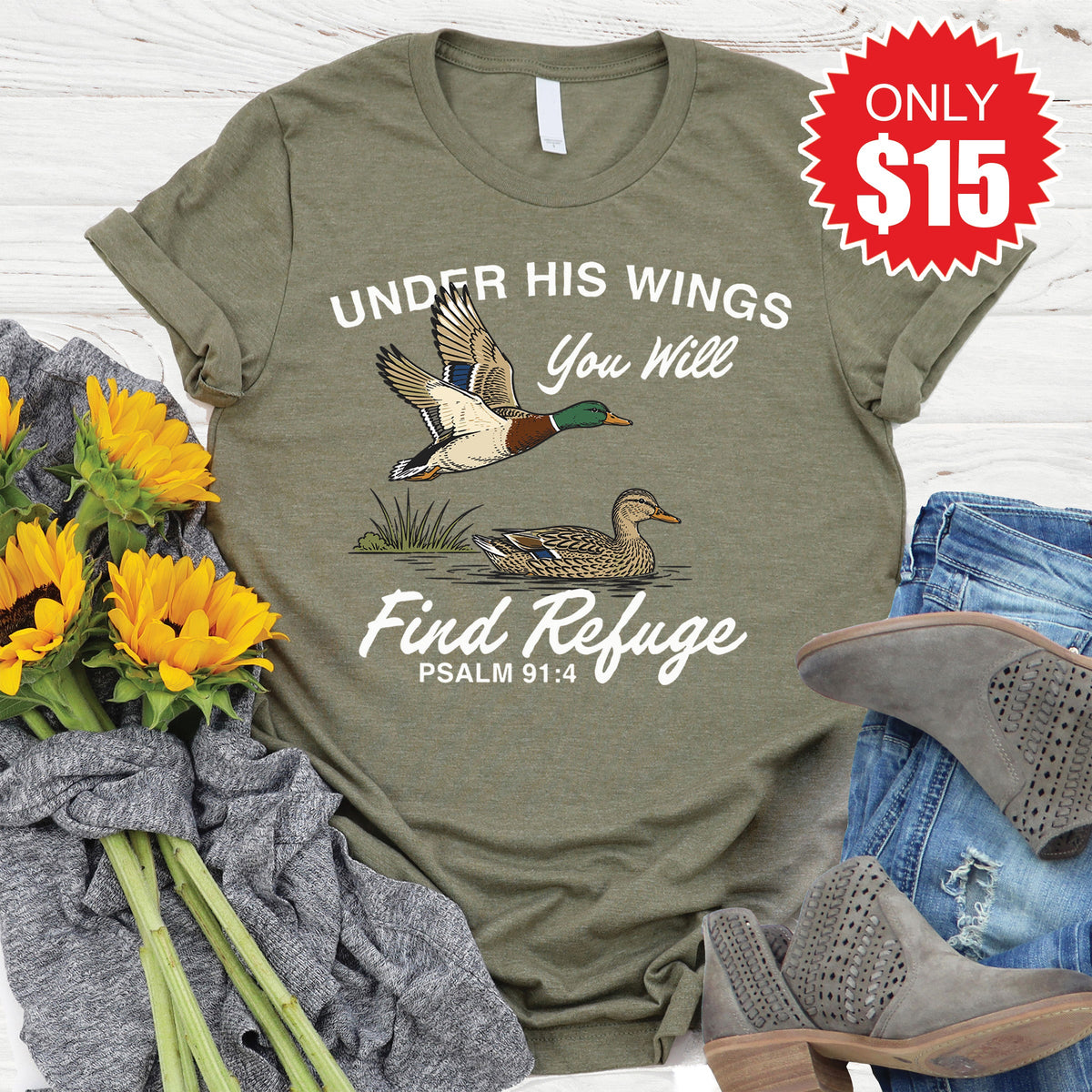 Under His Wings Tee - Heather Olive - 15 product image 1