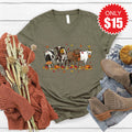 Cows Pumpkin V-Neck - Heather Olive - 15