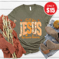 Fall For Jesus V-Neck - Heather Olive - 15