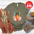 Patchwork Pumpkin V-Neck - Heather Olive - 15