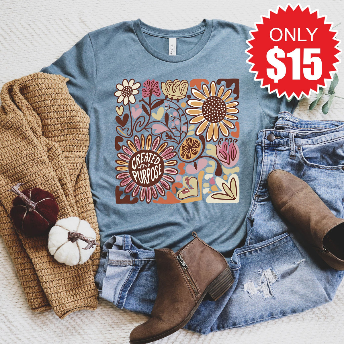 Created with a Purpose Tee - Heather Slate - 15 product image 1