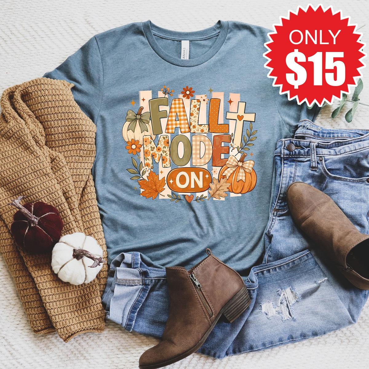 Fall Mode On Tee - Heather Slate - 15 product image 1
