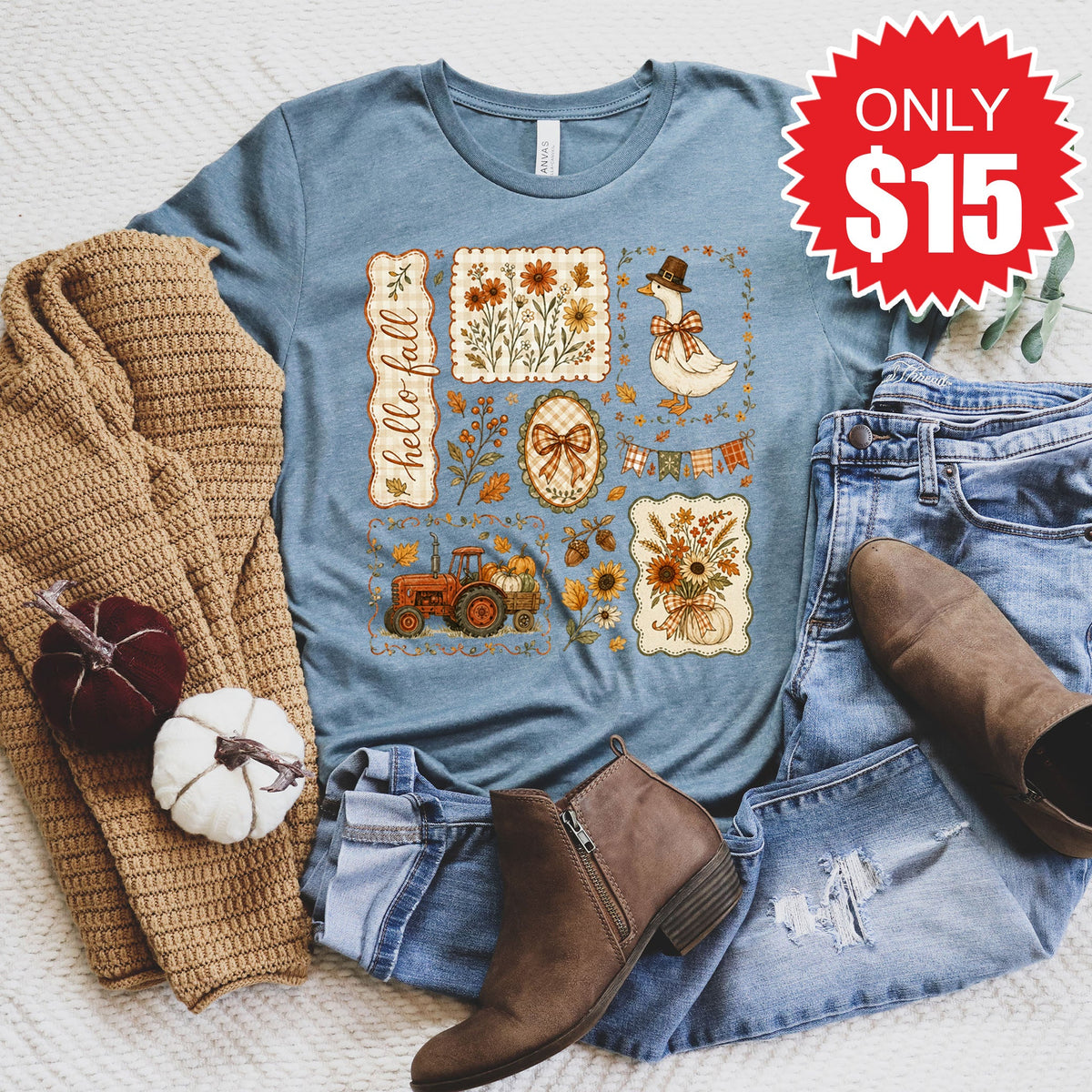 Hello Fall Tee - Heather Slate - 15 product image 1