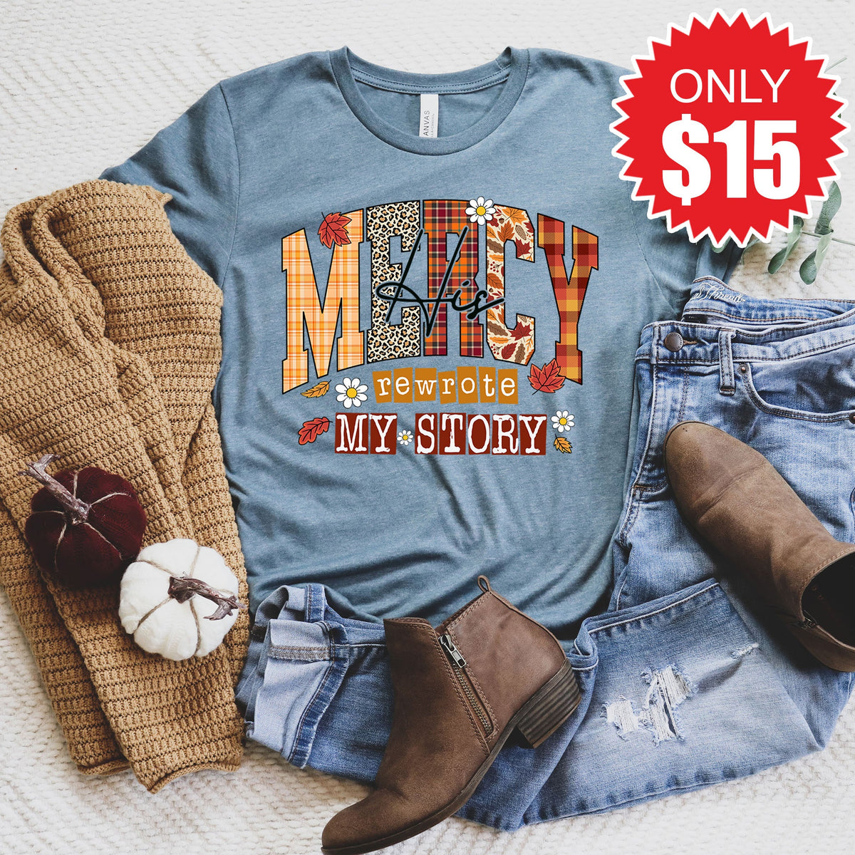 His Mercy Tee - Heather Slate - 15 product image 1
