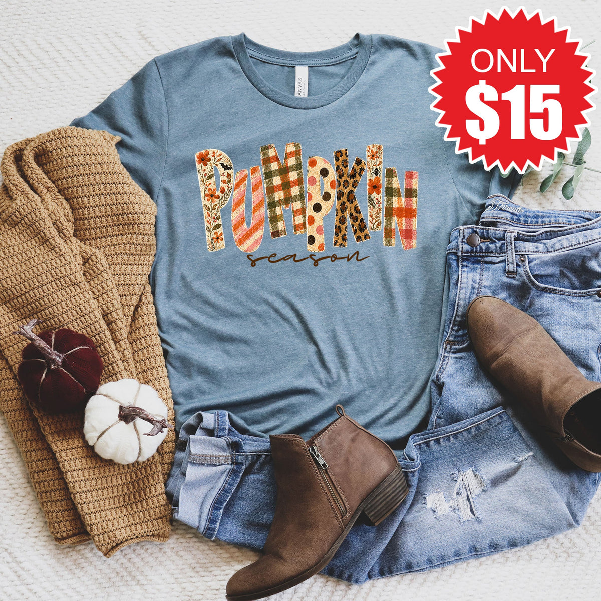Pumpkin Season Tee - Heather Slate - 15 product image 1